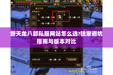 新天龙八部私服网站怎么选?独家避坑指南与版本对比 新天龙八部私服网站怎么选?独家避坑指南与版本对比