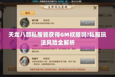 天龙八部私服能获得GM权限吗?私服玩法风险全解析 天龙八部私服能获得GM权限吗?私服玩法风险全解析
