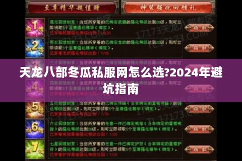 天龙八部冬瓜私服网怎么选?2024年避坑指南 天龙八部冬瓜私服网怎么选?2024年避坑指南