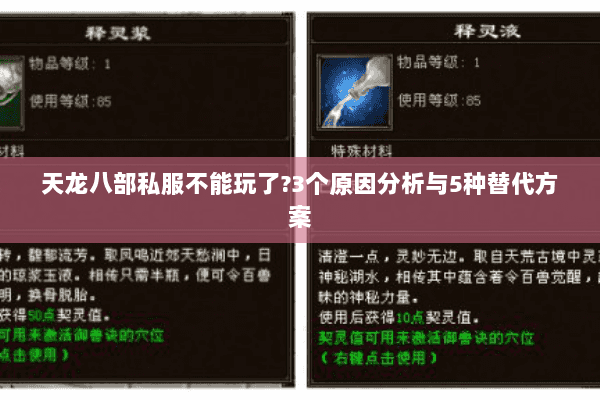 天龙八部私服不能玩了?3个原因分析与5种替代方案 天龙八部私服不能玩了?3个原因分析与5种替代方案