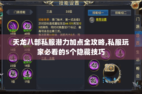 天龙八部私服潜力加点全攻略,私服玩家必看的5个隐藏技巧 天龙八部私服潜力加点全攻略,私服玩家必看的5个隐藏技巧