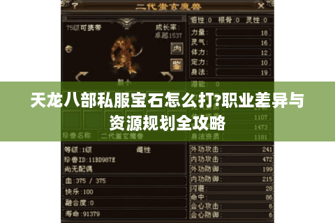 天龙八部私服宝石怎么打?职业差异与资源规划全攻略