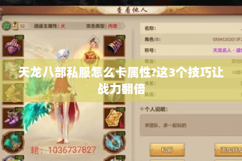 天龙八部私服怎么卡属性?这3个技巧让战力翻倍 天龙八部私服怎么卡属性?这3个技巧让战力翻倍