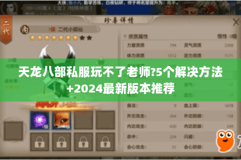 天龙八部私服玩不了老师?5个解决方法+2024最新版本推荐