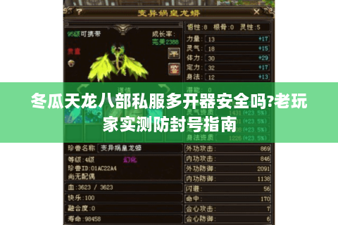 冬瓜天龙八部私服多开器安全吗?老玩家实测防封号指南 冬瓜天龙八部私服多开器安全吗?老玩家实测防封号指南