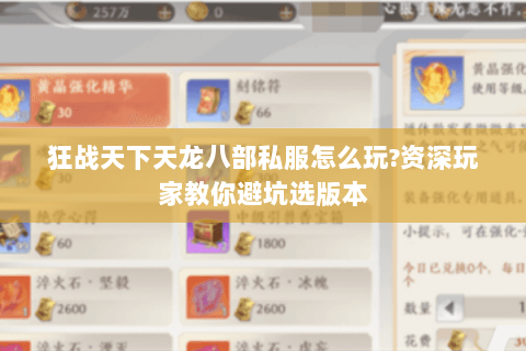 狂战天下天龙八部私服怎么玩?资深玩家教你避坑选版本 狂战天下天龙八部私服怎么玩?资深玩家教你避坑选版本