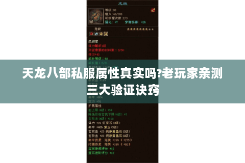 天龙八部私服属性真实吗?老玩家亲测三大验证诀窍 天龙八部私服属性真实吗?老玩家亲测三大验证诀窍