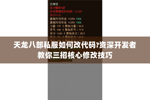 天龙八部私服如何改代码?资深开发者教你三招核心修改技巧