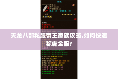 天龙八部私服帝王家族攻略,如何快速称霸全服?