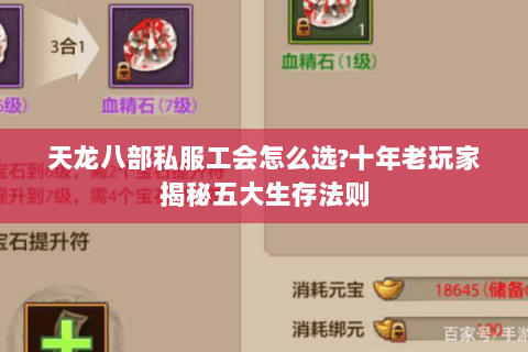 天龙八部私服工会怎么选?十年老玩家揭秘五大生存法则