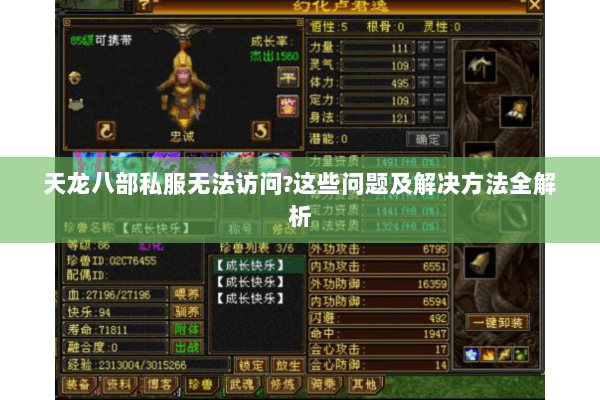 天龙八部私服无法访问?这些问题及解决方法全解析