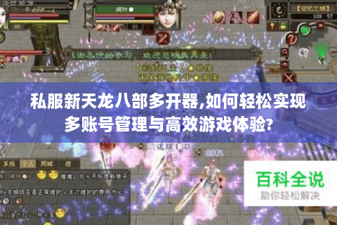 私服新天龙八部多开器,如何轻松实现多账号管理与高效游戏体验? 私服新天龙八部多开器,如何轻松实现多账号管理与高效游戏体验?