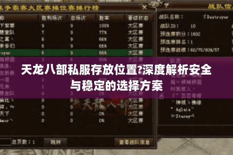 天龙八部私服存放位置?深度解析安全与稳定的选择方案