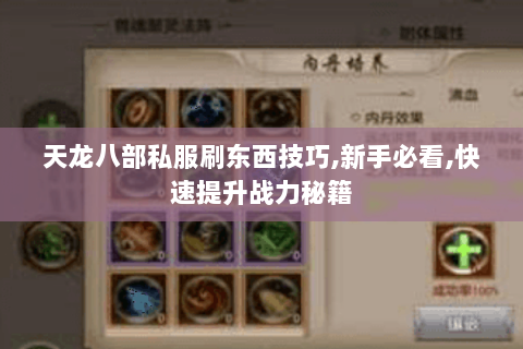 天龙八部私服刷东西技巧,新手必看,快速提升战力秘籍 天龙八部私服刷东西技巧,新手必看,快速提升战力秘籍