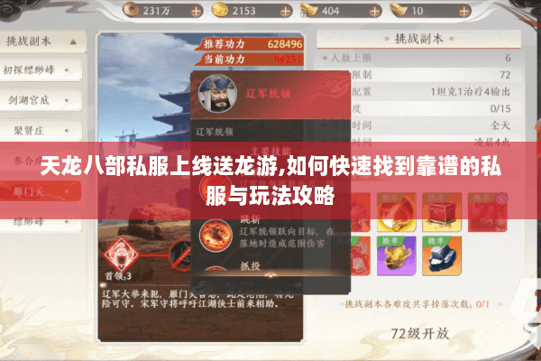 天龙八部私服上线送龙游,如何快速找到靠谱的私服与玩法攻略