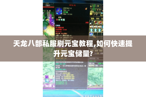 天龙八部私服刷元宝教程,如何快速提升元宝储量? 天龙八部私服刷元宝教程,如何快速提升元宝储量?