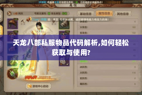 天龙八部私服物品代码解析,如何轻松获取与使用?