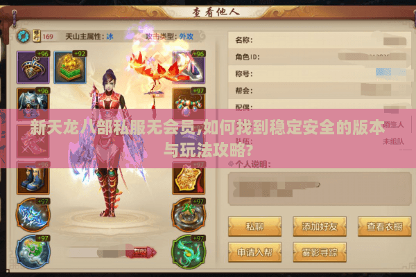 新天龙八部私服无会员,如何找到稳定安全的版本与玩法攻略?
