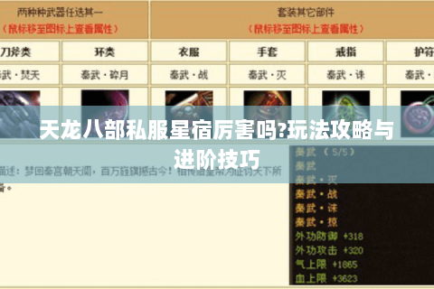 天龙八部私服星宿厉害吗?玩法攻略与进阶技巧 天龙八部私服星宿厉害吗?玩法攻略与进阶技巧