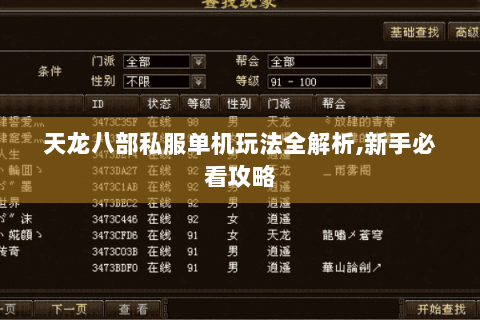 天龙八部私服单机玩法全解析,新手必看攻略 天龙八部私服单机玩法全解析,新手必看攻略