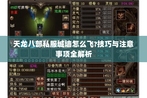 天龙八部私服城墙怎么飞?技巧与注意事项全解析 天龙八部私服城墙怎么飞?技巧与注意事项全解析