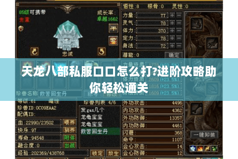 天龙八部私服口口怎么打?进阶攻略助你轻松通关