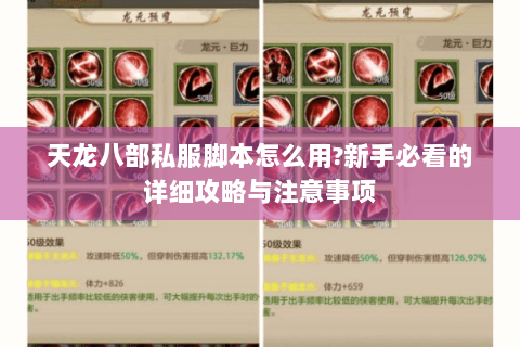 天龙八部私服脚本怎么用?新手必看的详细攻略与注意事项 天龙八部私服脚本怎么用?新手必看的详细攻略与注意事项
