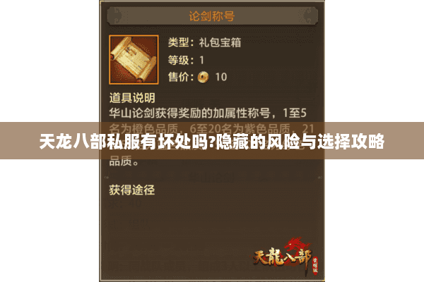 天龙八部私服有坏处吗?隐藏的风险与选择攻略 天龙八部私服有坏处吗?隐藏的风险与选择攻略