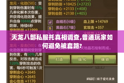 天龙八部私服托真相调查,普通玩家如何避免被套路? 天龙八部私服托真相调查,普通玩家如何避免被套路?