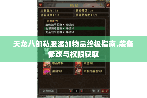 天龙八部私服添加物品终极指南,装备修改与权限获取