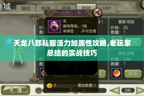 天龙八部私服活力加属性攻略,老玩家总结的实战技巧