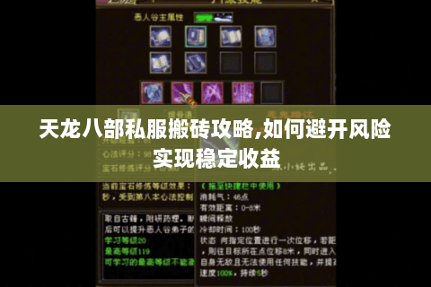 天龙八部私服搬砖攻略,如何避开风险实现稳定收益