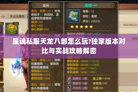 星魂私服天龙八部怎么玩?独家版本对比与实战攻略解密 星魂私服天龙八部怎么玩?独家版本对比与实战攻略解密