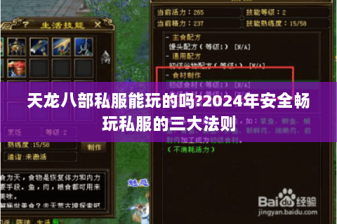 天龙八部私服能玩的吗?2024年安全畅玩私服的三大法则