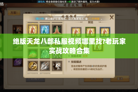 绝版天龙八部私服视频哪里找?老玩家实战攻略合集