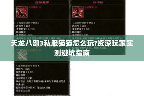 天龙八部3私服猫猫怎么玩?资深玩家实测避坑指南 天龙八部3私服猫猫怎么玩?资深玩家实测避坑指南