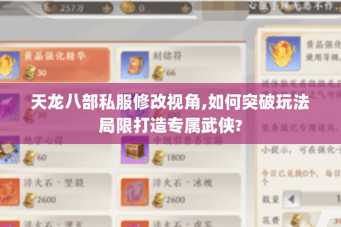 天龙八部私服修改视角,如何突破玩法局限打造专属武侠?