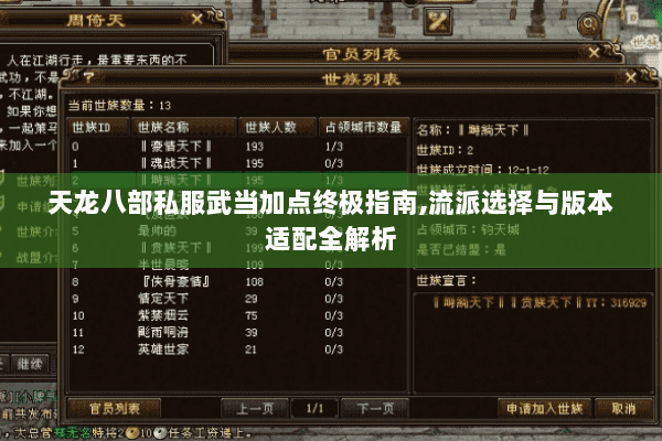 天龙八部私服武当加点终极指南,流派选择与版本适配全解析 天龙八部私服武当加点终极指南,流派选择与版本适配全解析