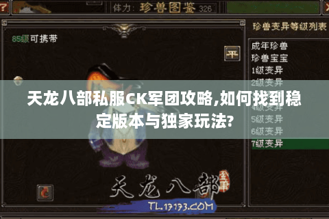 天龙八部私服CK军团攻略,如何找到稳定版本与独家玩法? 天龙八部私服CK军团攻略,如何找到稳定版本与独家玩法?