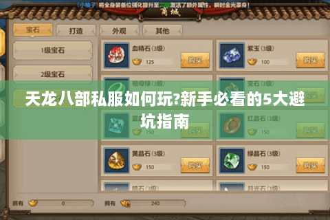 天龙八部私服如何玩?新手必看的5大避坑指南 天龙八部私服如何玩?新手必看的5大避坑指南