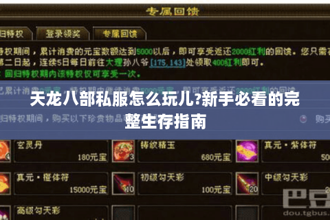 天龙八部私服怎么玩儿?新手必看的完整生存指南 天龙八部私服怎么玩儿?新手必看的完整生存指南