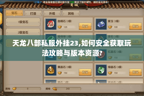 天龙八部私服外挂23,如何安全获取玩法攻略与版本资源?