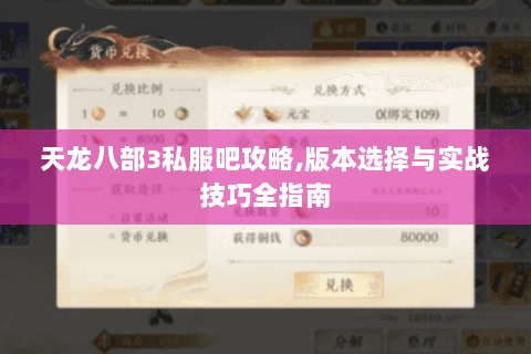 天龙八部3私服吧攻略,版本选择与实战技巧全指南