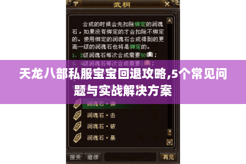 天龙八部私服宝宝回退攻略,5个常见问题与实战解决方案