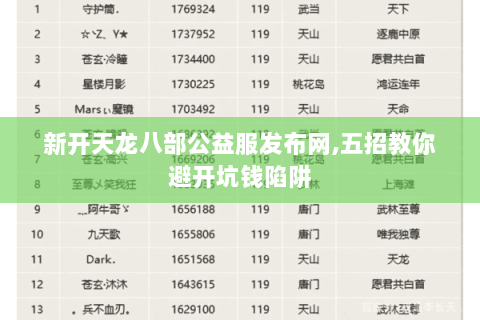 新开天龙八部公益服发布网,五招教你避开坑钱陷阱