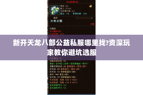 新开天龙八部公益私服哪里找?资深玩家教你避坑选服 新开天龙八部公益私服哪里找?资深玩家教你避坑选服