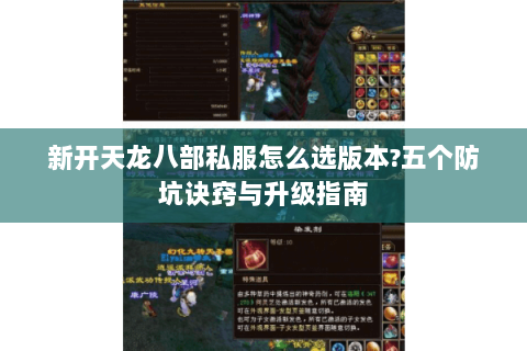 新开天龙八部私服怎么选版本?五个防坑诀窍与升级指南