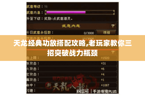 天龙经典功放搭配攻略,老玩家教你三招突破战力瓶颈 天龙经典功放搭配攻略,老玩家教你三招突破战力瓶颈