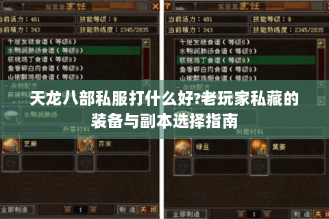天龙八部私服打什么好?老玩家私藏的装备与副本选择指南 天龙八部私服打什么好?老玩家私藏的装备与副本选择指南