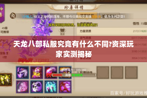 天龙八部私服究竟有什么不同?资深玩家实测揭秘 天龙八部私服究竟有什么不同?资深玩家实测揭秘